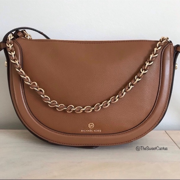 Michael Kors Jagger Messenger Crossbody MK Small Shoulder Bag Tan Brown - Picture 3 of 16